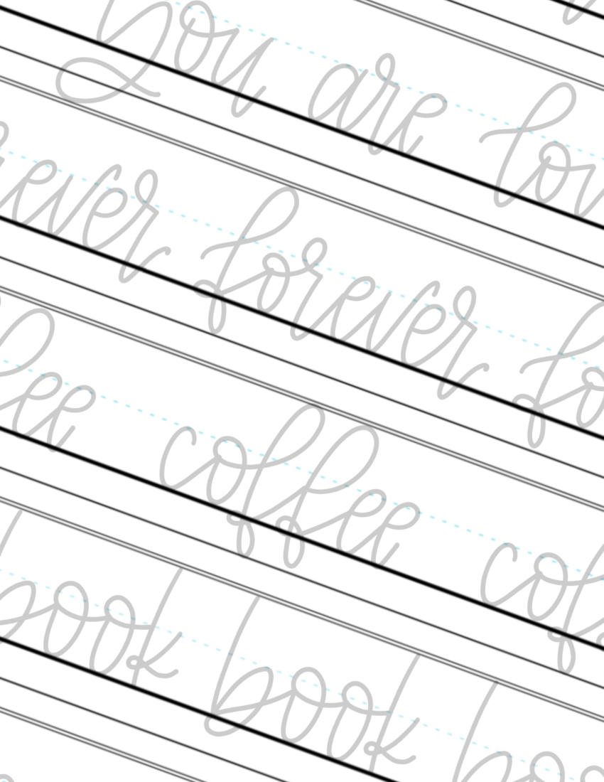 Monoline Lettering Practice Words Worksheets