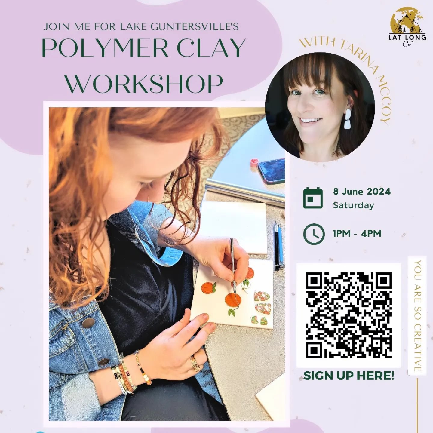 The first polymer clay workshop is happening in Guntersville, AL - Next month!! Come make, and then take 2 pairs of earrings with you!

There are only 10 spots in total and only a few left! - so grab them quick! 

I would absolutely love it if you wo