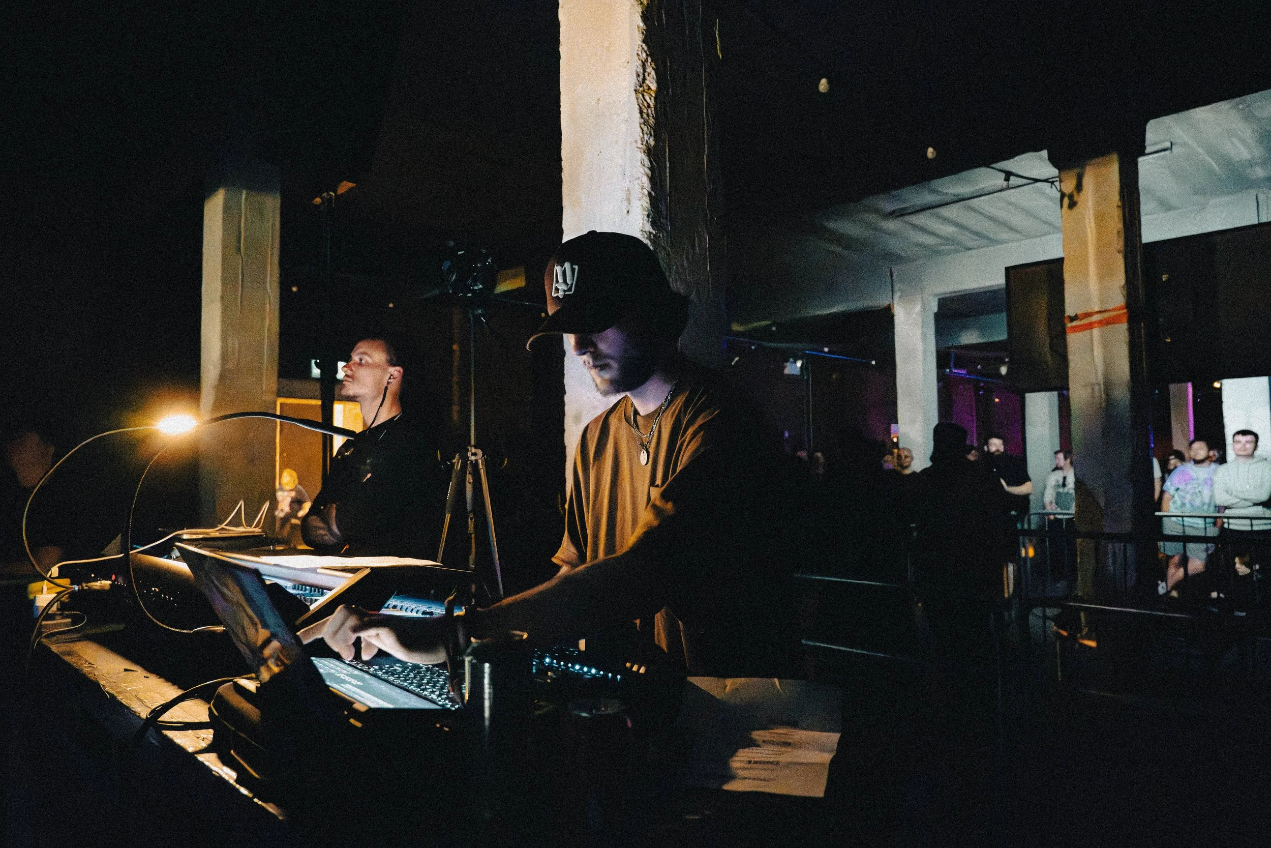 Sound engineer and lighting engineer working at RADAR Festival