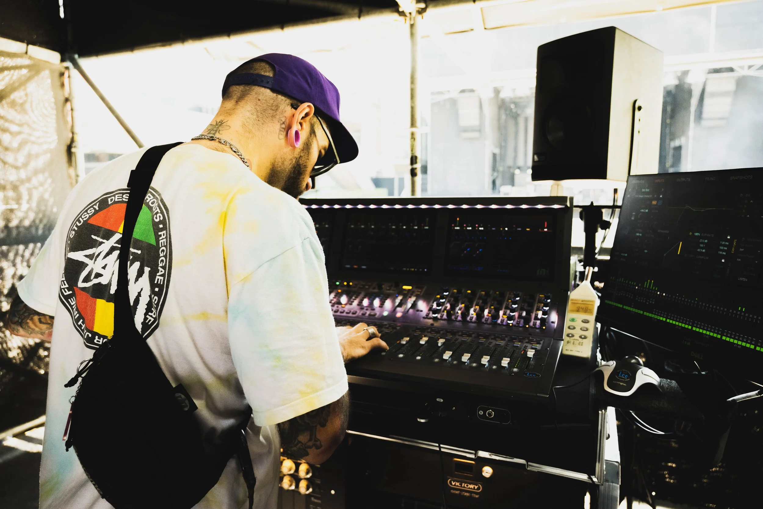 Marios Sozos working with Conjurer band in Budapest supporting Gojira using an AVID S6L console
