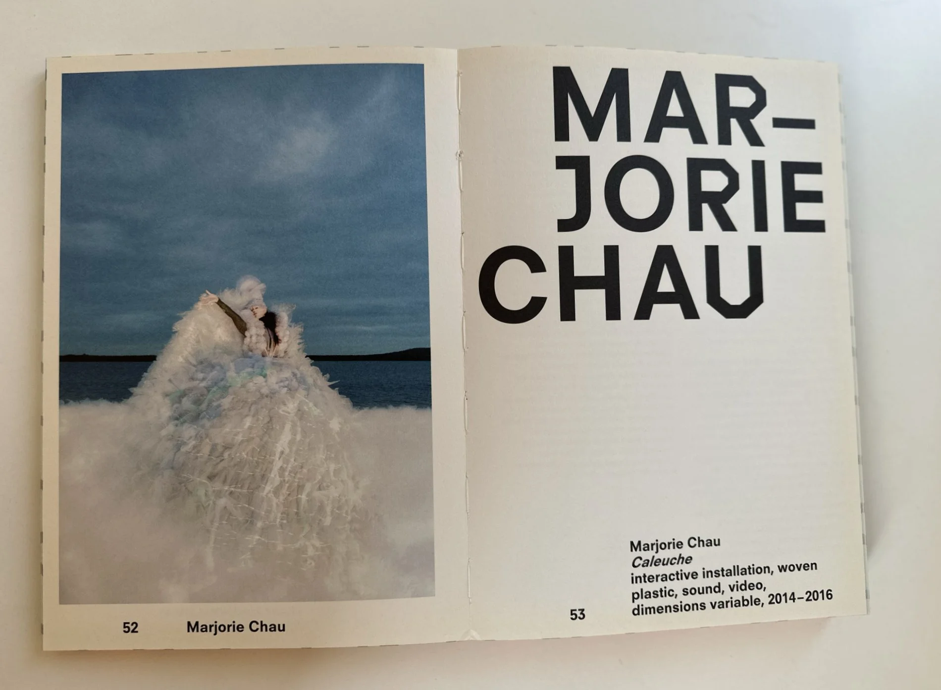 Inside Lottozero 2016 spread introducing Chilean artist Marjorie Chau and her interdisciplinary art practice.