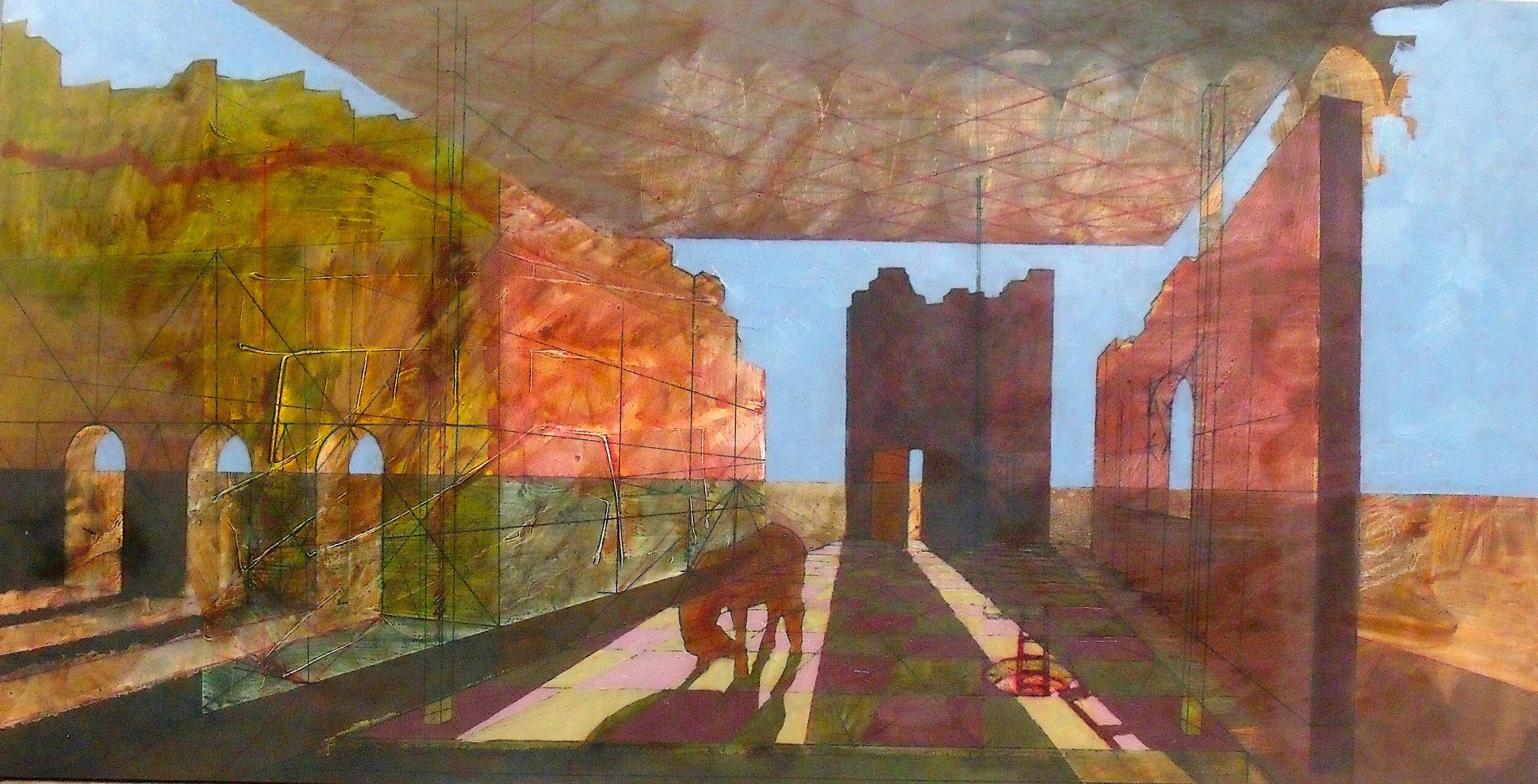 Horse In Dystopia After Gauguin, oil on panel, 125 x 75cm.JPG