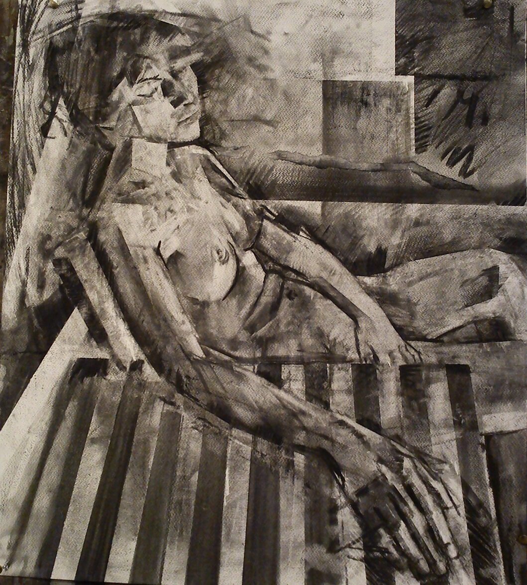 SEATED NUDE WITH STRIPES III