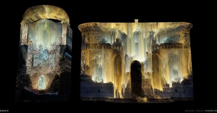 This weekend we present SENSUM as a video mapping for the first time at @intervalsfest. 

A piece conceived to adapt to different spatial contexts, here taking form on architecture.

SENSUM unfolds in two distinct blocks:
one more organic, rooted in 