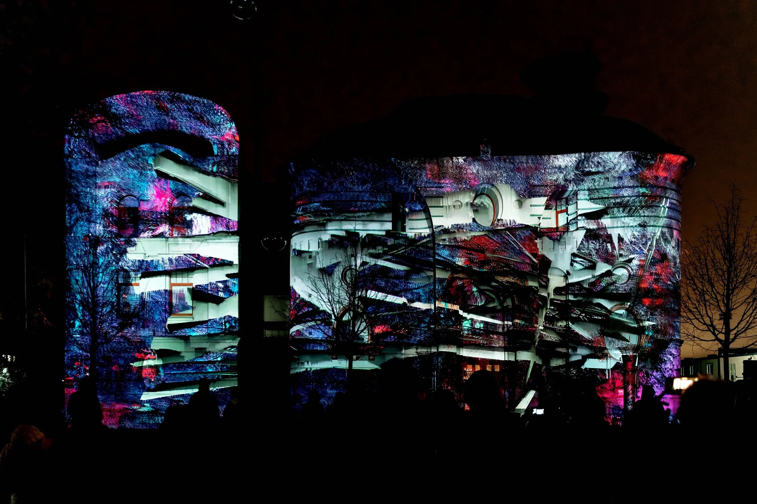 Sensum is a videomapping inspired by urban data from Watch Cities.

Temperature, noise and density transformed into behavior, movement and form.
 The piece evolves through a process where structures continuously emerge, destabilize and reorganize.

A