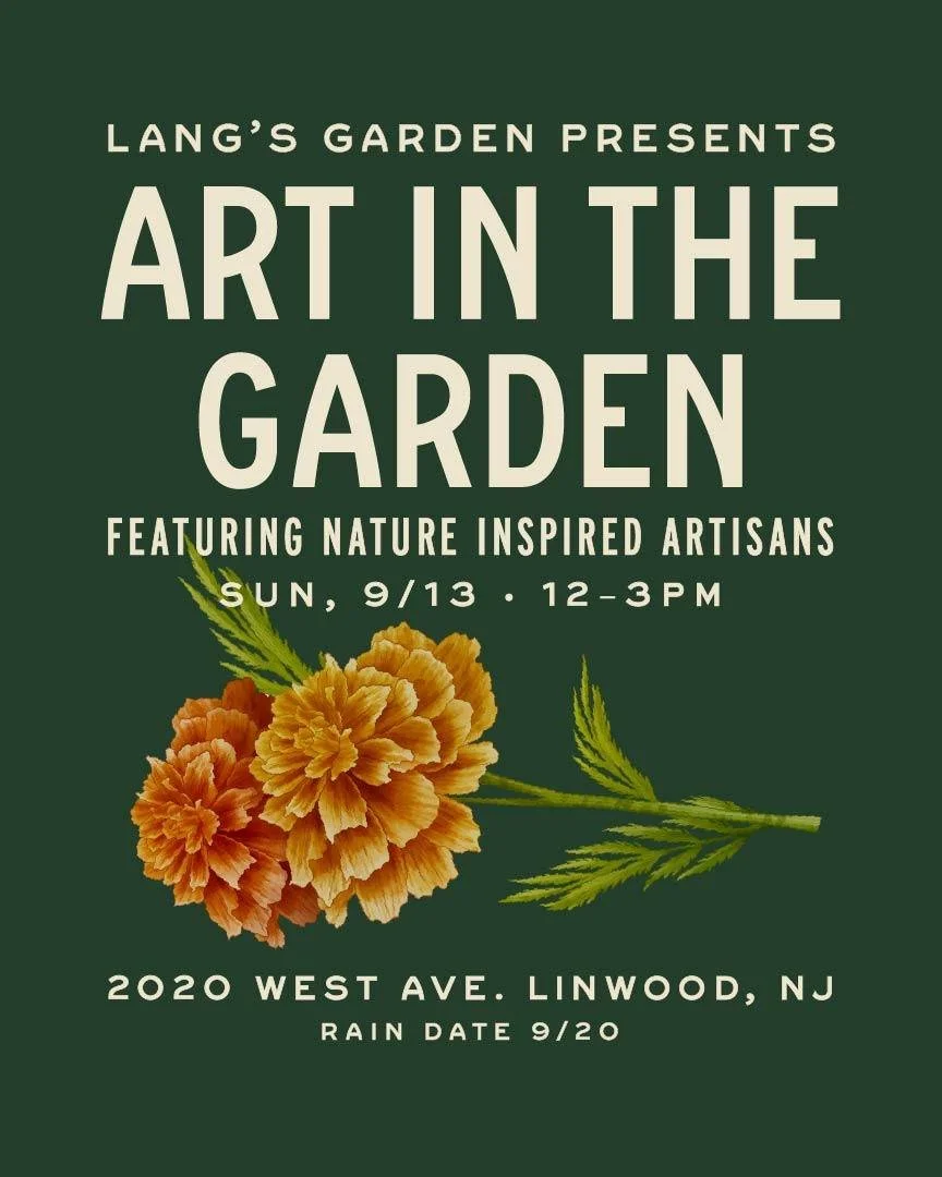 ✨ Calling all artists! 🎨

We have a few spots left for talented nature-inspired fine artists to join us for our 6th annual Art in the Garden at Lang's Garden Center on September 13 in Linwood, NJ. 

If your work draws inspiration from the natural wo