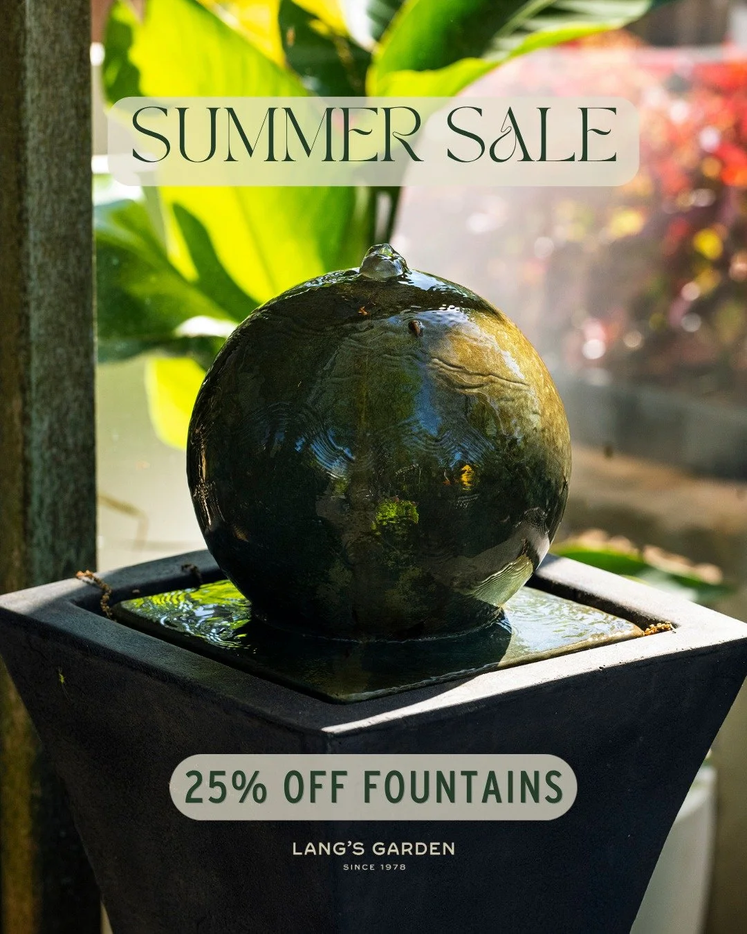 More Summer Savings! 💦

Adding a garden fountain transforms your backyard into a peaceful sanctuary, boosts your property value, and supports local wildlife. Incorporating moving water into your landscaping serves both aesthetic and ecological purpo
