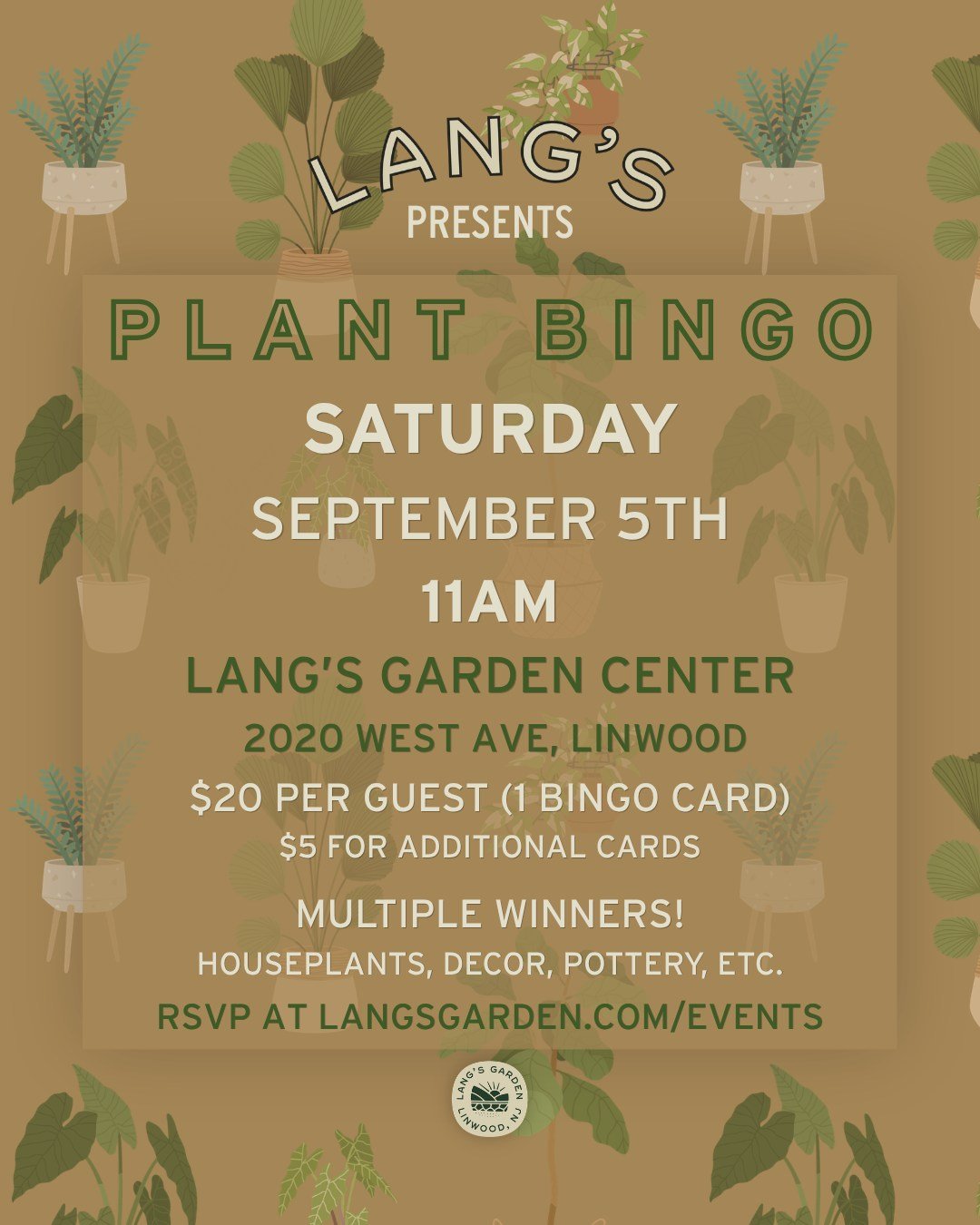 Plant Bingo is back, baby! 🎉

Super excited to announce our next Plant Bingo Pop-up on September 5th! We've truly missed the Bingo vibes the last few weeks, and it's coming back even better! 

+ More spots available - but still make sure you grab yo