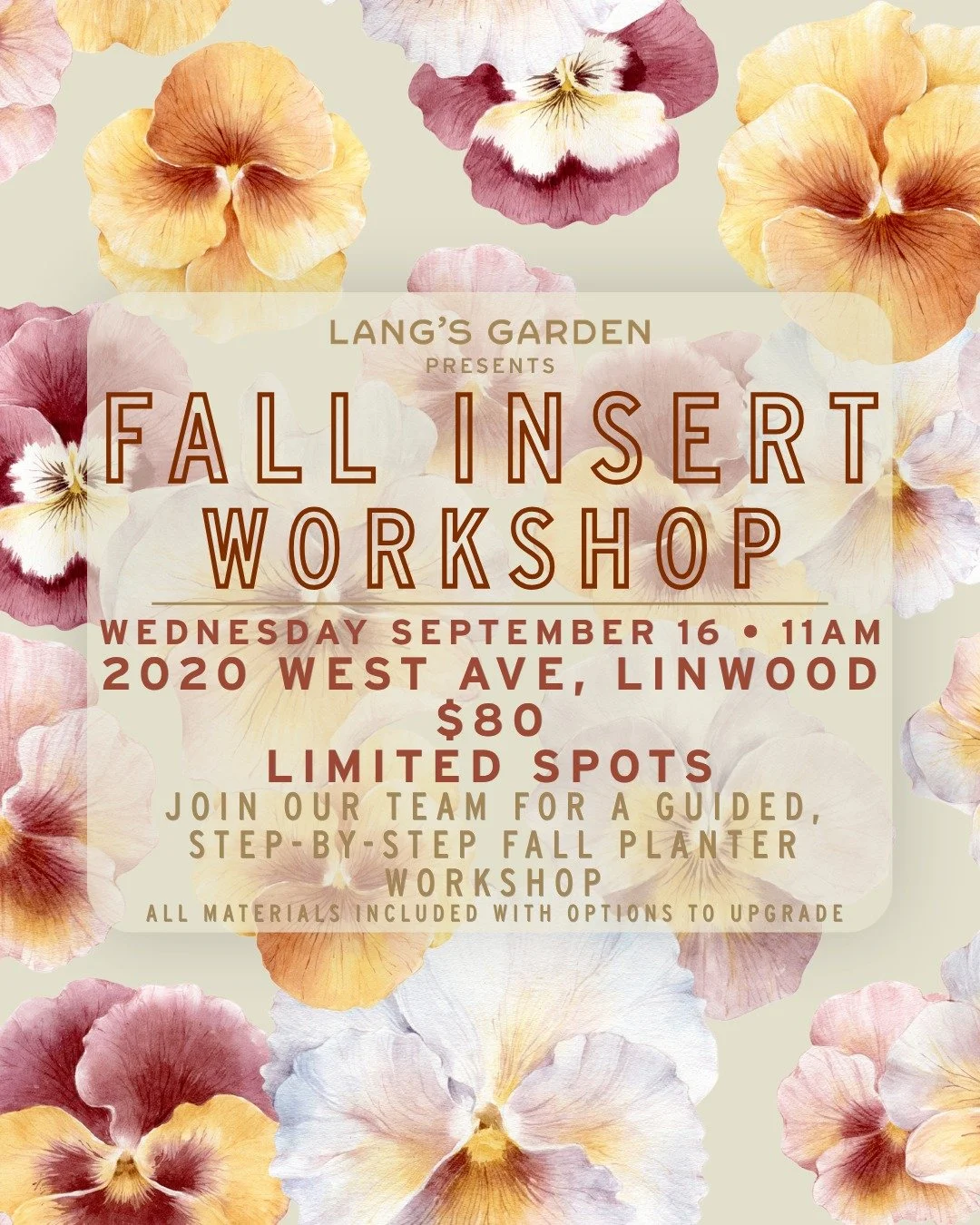 Join us on Wednesday, September 16th for a Fall Insert Workshop! Led by Andrea &amp; Malu 🍂

Build your own 12" fall planter to take home, as our knowledgeable staff guides you from start to finish. ➡ Swipe to see the inspo for the arrangements