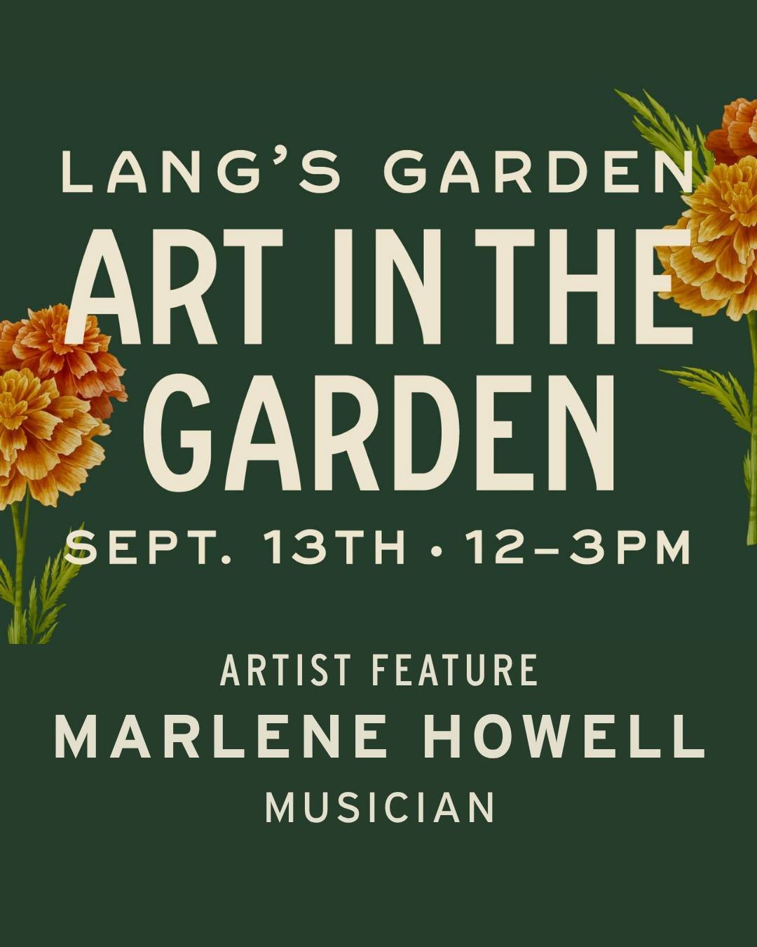 AITG '26 MUSICIAN FEATURE 🎶
We're so glad to have Marlene Howell performing live music again this year! Enjoy her soulful palette of covers and original music as you wander through all the galleries in the garden.

🥨 Also, enjoy food &amp; beverage