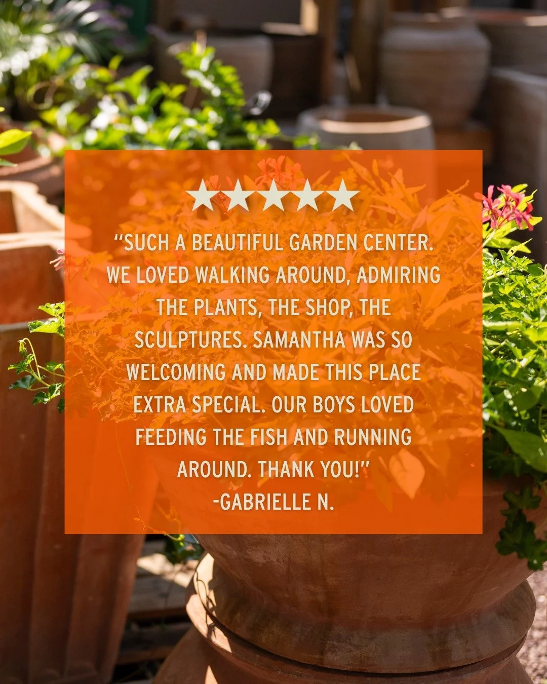 Something for the whole fam 🌱 

Thank you Gabrielle for visiting &amp; leaving such a lovely review! We agree, Samantha S. is extra special and we're so happy to have her on the team!

Come for a stroll through our peaceful garden center, make new m