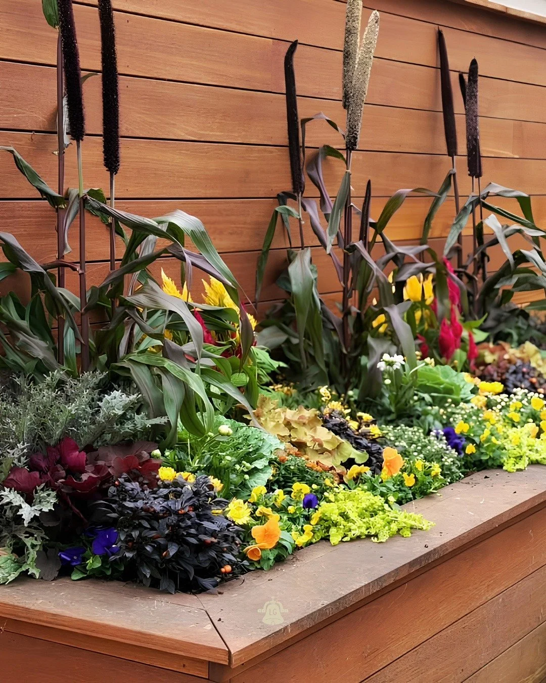 Fall doesn't have to mean fading. 🍂 

This planter is layered for the season: ornamental millet for height, plumed celosia in gold and magenta, ruffled ornamental cabbage, caramel heuchera, and a front row of pansies and creeping Jenny spilling over