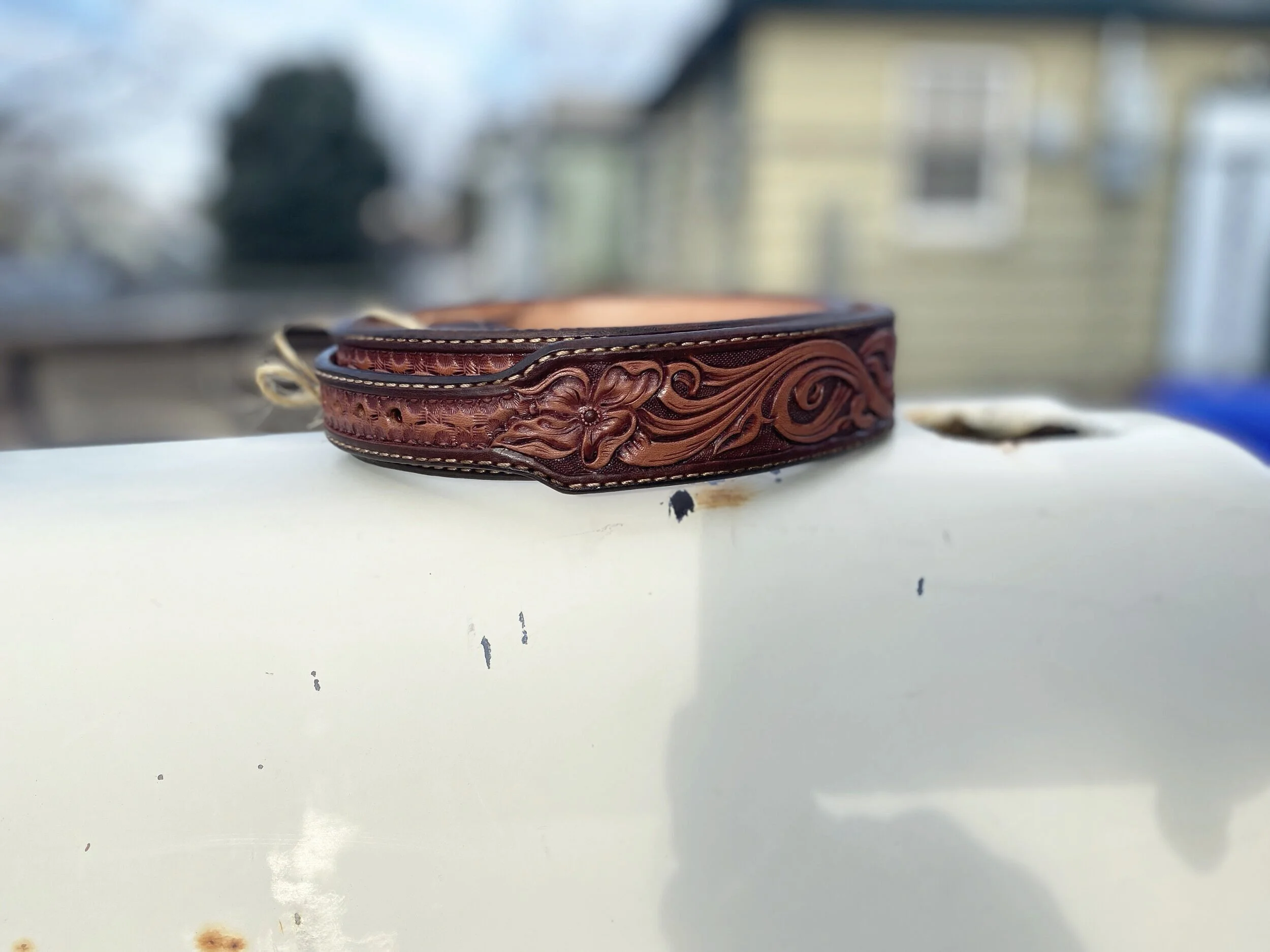 Custom Floral and Basket-stamp, Two-tone brown