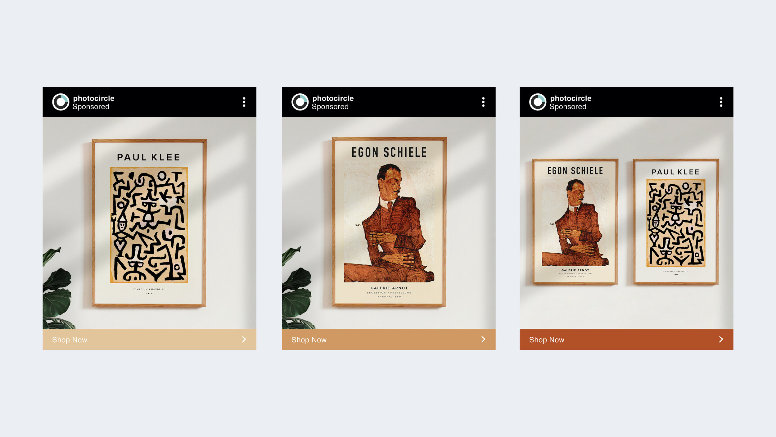 Instagram ad campaign for Photocircle - I developed the concept, curated the art, and created the mockups
