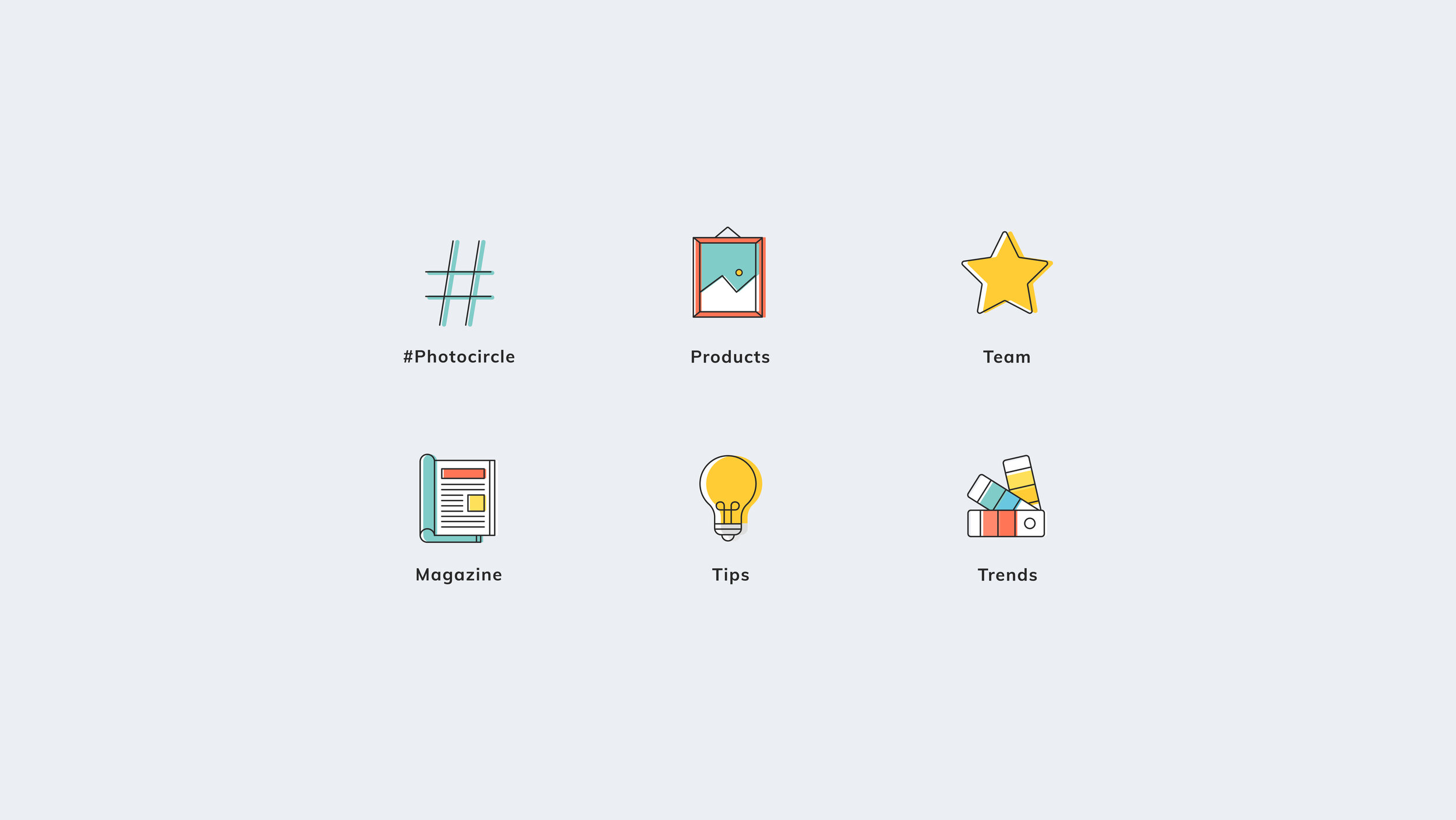 Icon set I designed for Photocircle's Instagram highlights