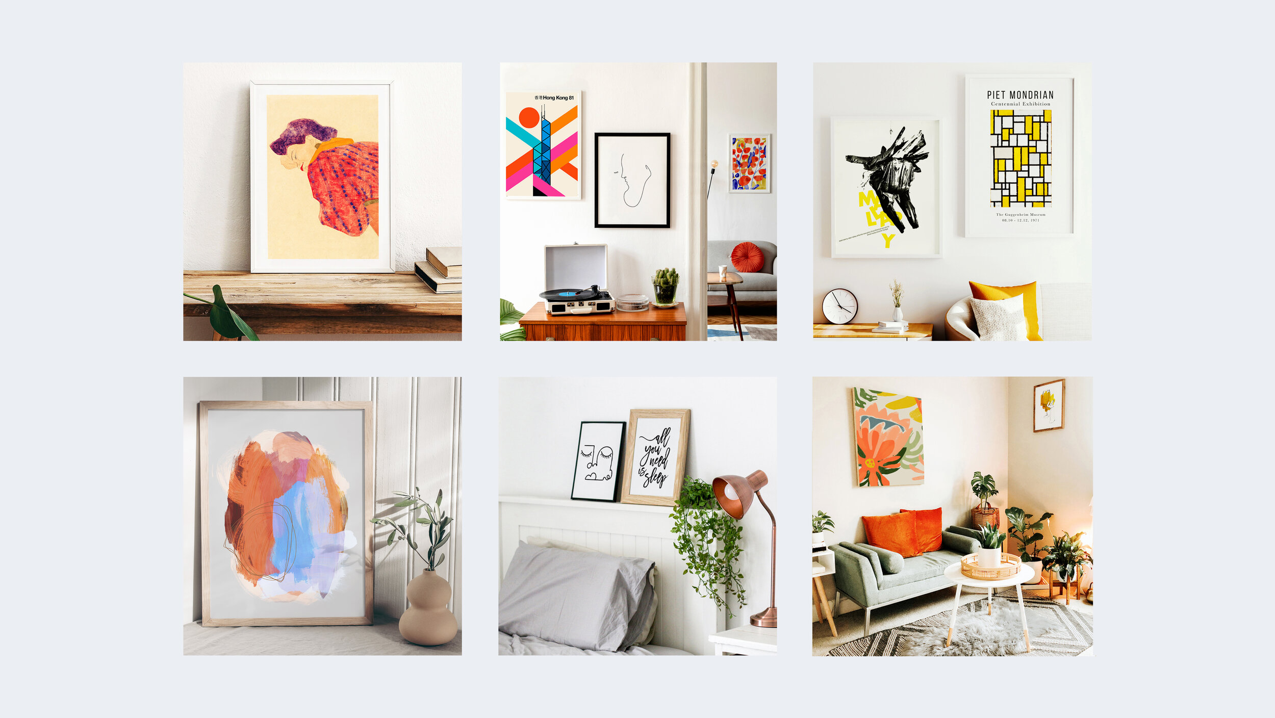 A selection of mockups I designed for Photocircle - I sourced each image, superimposed the art, and edited the images