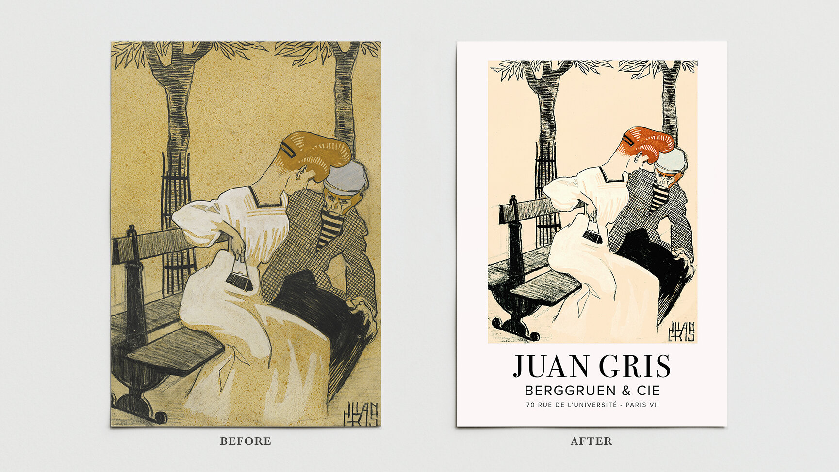 Example of a poster I made for Photocircle (right) using an image from the public domain (left)
