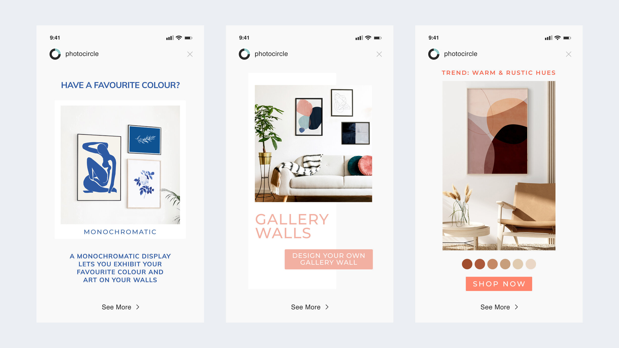Selection of Instagram stories I created for Photocircle