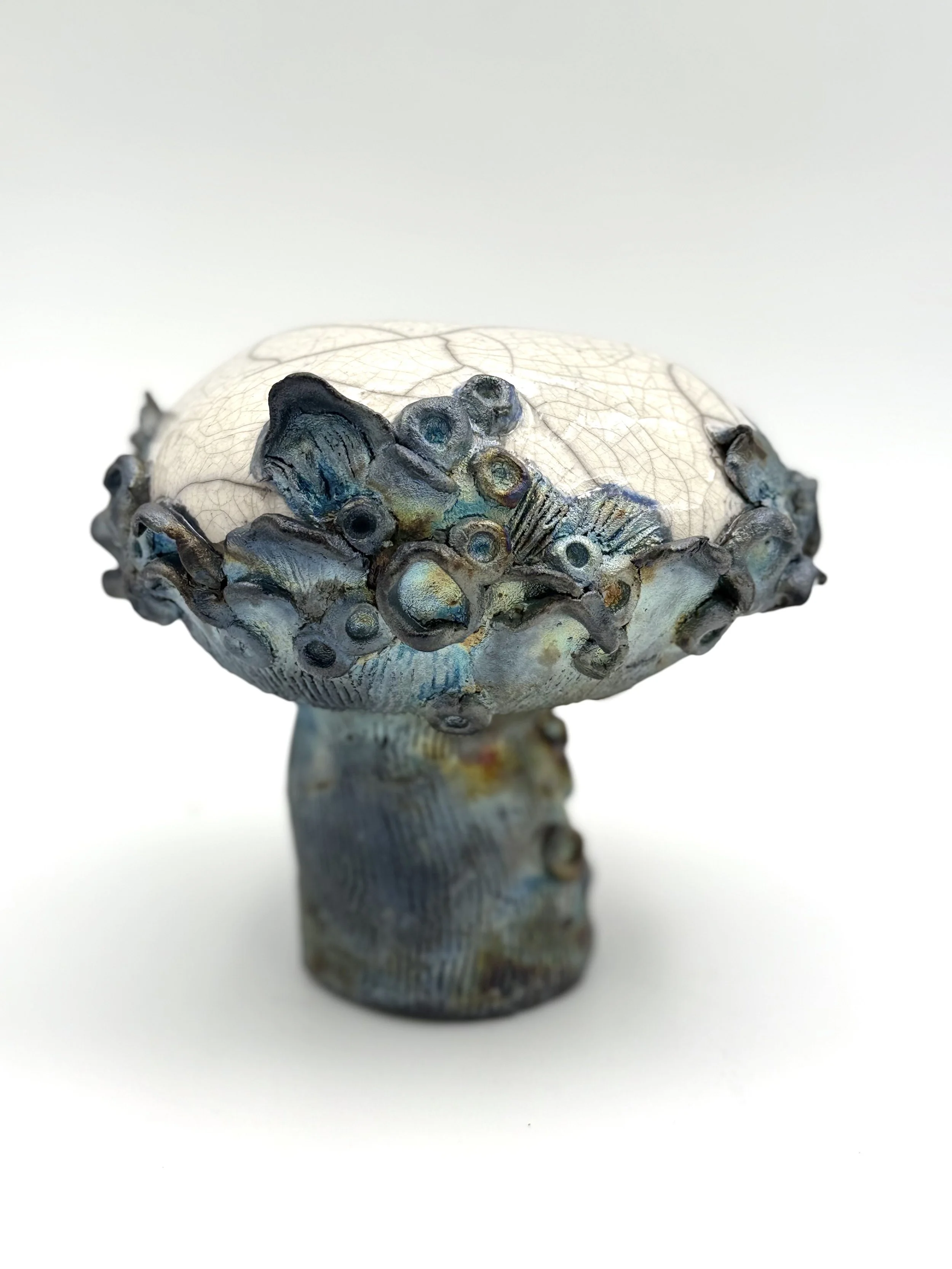 Raku Mushroom; Raku; 5" high
