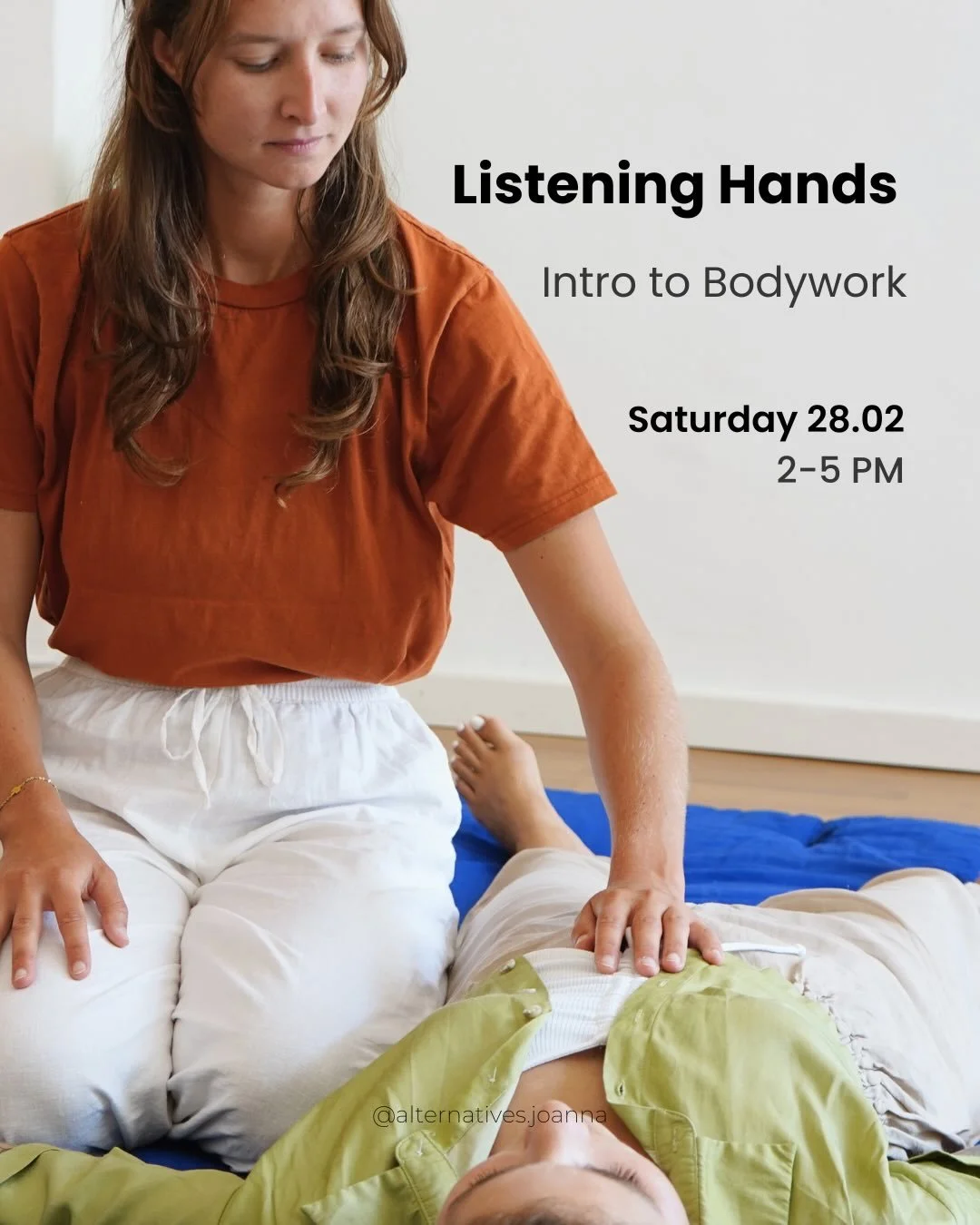 🥳 You asked for it, so the Listening Hands workshop is back !!! A 3-hour format at @boarestudio Rodenberg. 
💆🏻&zwj;♀️ Expect gentle somatics, grounding floor-bodywork techniques and acupressure to let go of tension - so you can take care of your l