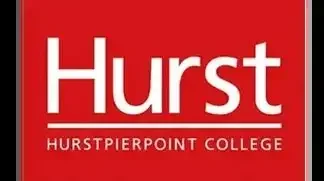 Hurst Pierpoint College logo with red background and white text.