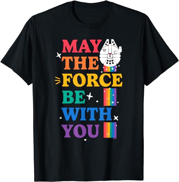 Star Wars Pride May The Force Be With You Rainbow Falcon T-Shirt
