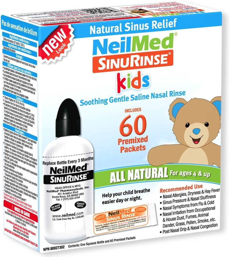 Neilmed's Sinus Rinse, Pediatric, Complete Saline Nasal Rinse Kit 60 Premixed Packets .jpg