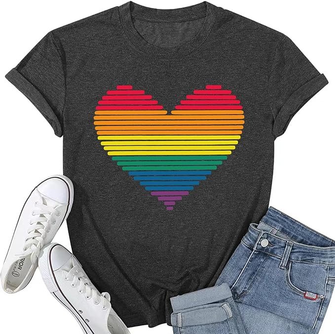 Pride Shirts Women LGBT Rainbows Heart Graphic Tees T-Shirt Gay Pride Short Sleeve Tops .jpg
