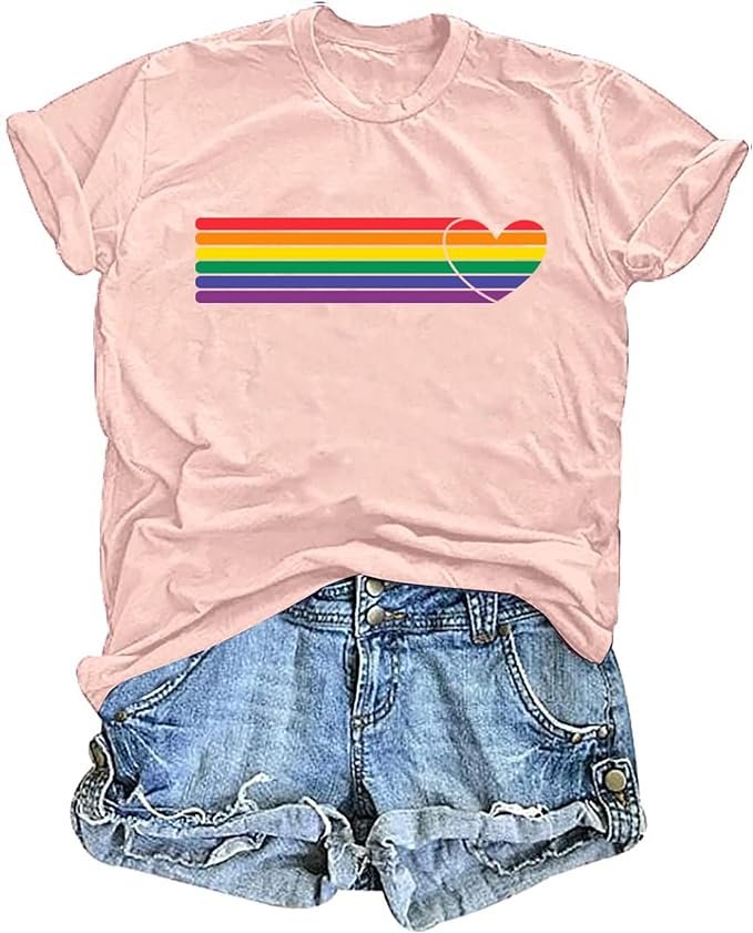 Pride T Shirts Women Rainbows Heart Graphic Tees Shirts LGBT Shirts Casual Short Sleeve Tops .jpg