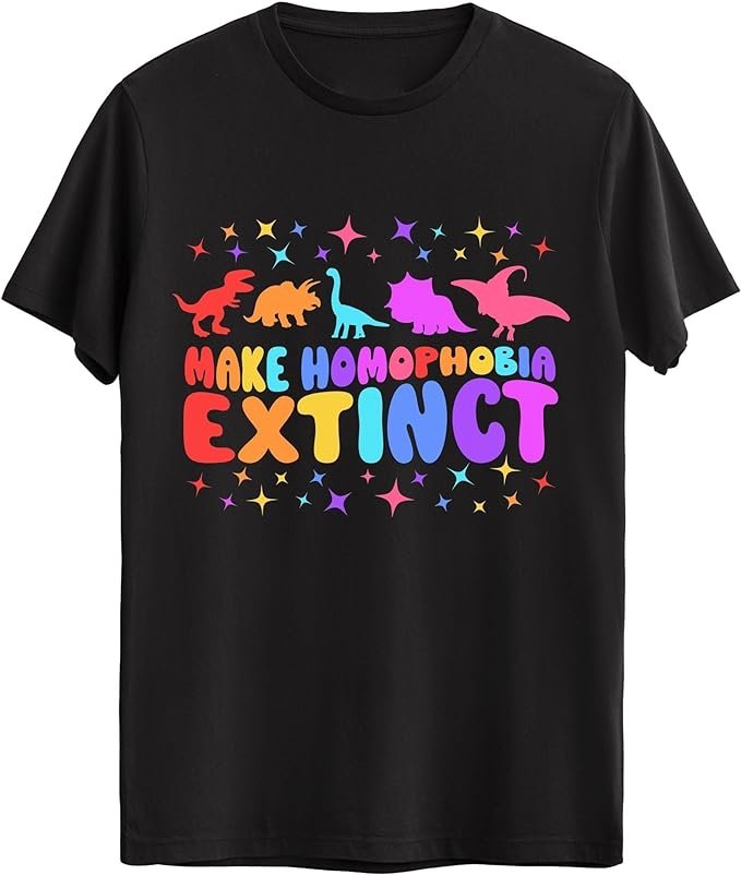 Make Homophobia Extinct Dinosaur Graphic Shirt Short-Sleeve Cotton Pride Day Printed Tshirt for LGBTQ .jpg
