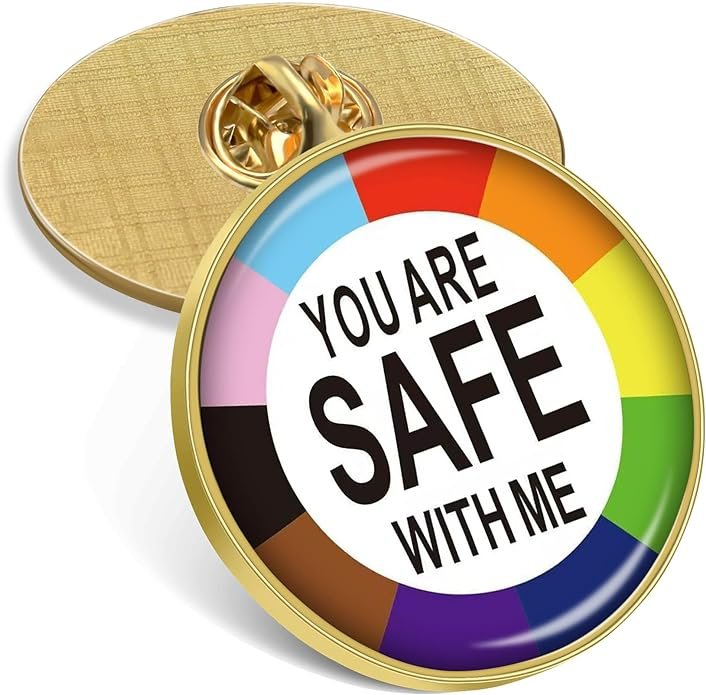 2:10:50:100Pcs YOU ARE SAFE WITH ME Pride Lapel Pins Bulk -LGBT Transgender Rainbow Lesbian Bisexual Gay Progressive Pin Brooch Badge for Men Women Clothes Bags Hats Gift .jpg
