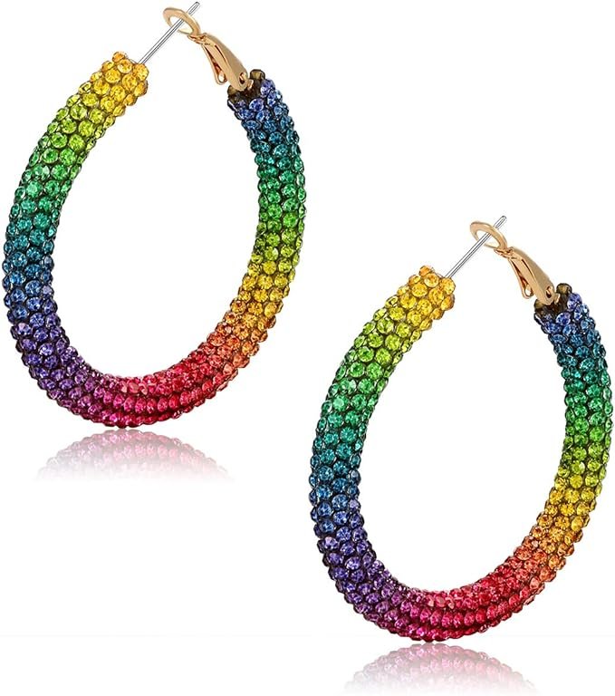 Boderier Hoop Earrings Bohemian Rainbow Leopard Sparkle Pave Crystal Rhinestone Wrapped Hoop Earrings.jpg