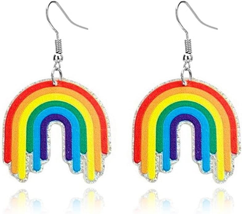 Rainbow Earrings for Women Love Wins Dangle Post Earrings Gay Lesbian Earrings Colorful Love Butterfly Sunflower Rainbow Drop Earrings Pride Jewelry Gifts .jpg