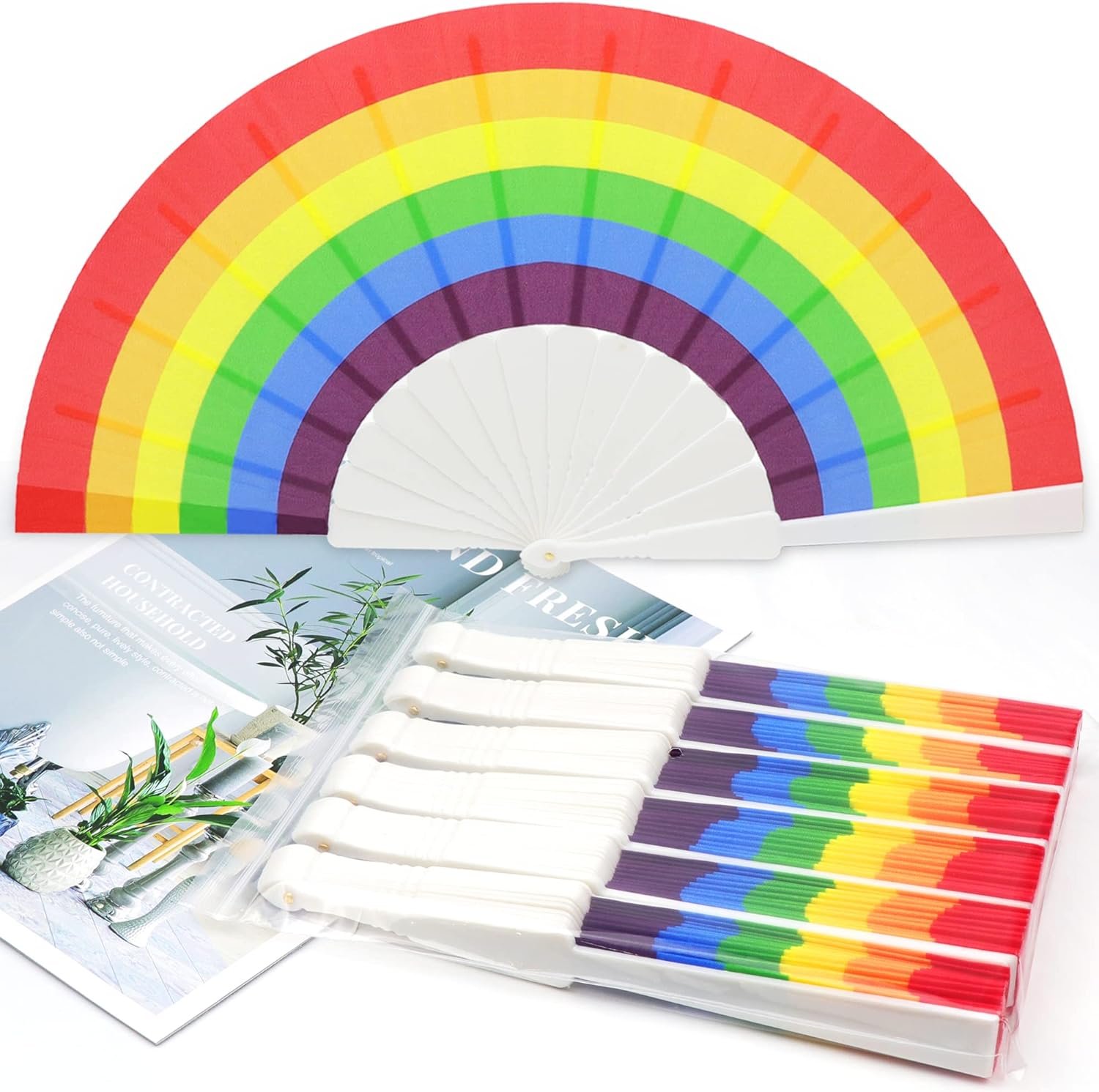 Set of 6 Rainbow Folding Fans -Hand Fan Foldable-Pride Accessories-Hand Fans for Women Foldable .jpg