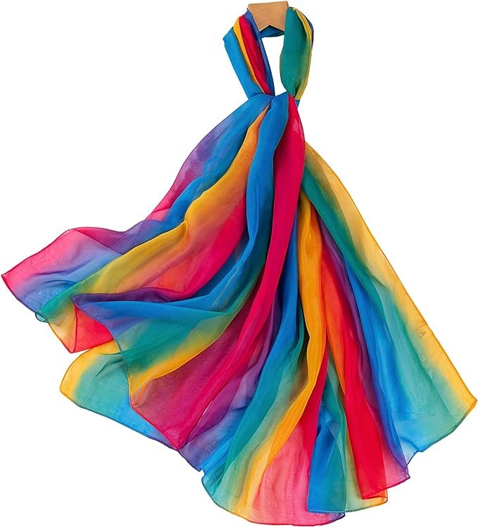 Gradient Rainbow Color Scarf Large Size Imitation Silk Scarf.jpg