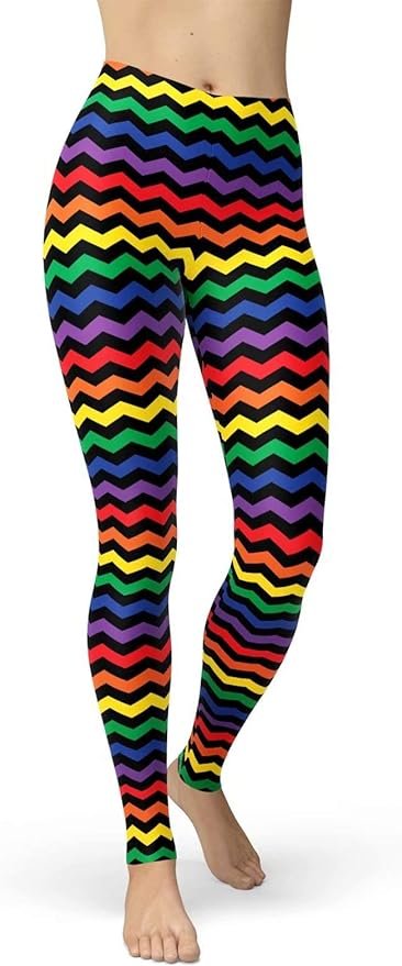 sissycos Women's 80s Leggings Buttery Soft Rainbow Stripes Printed Stretchy Pants 3.jpeg