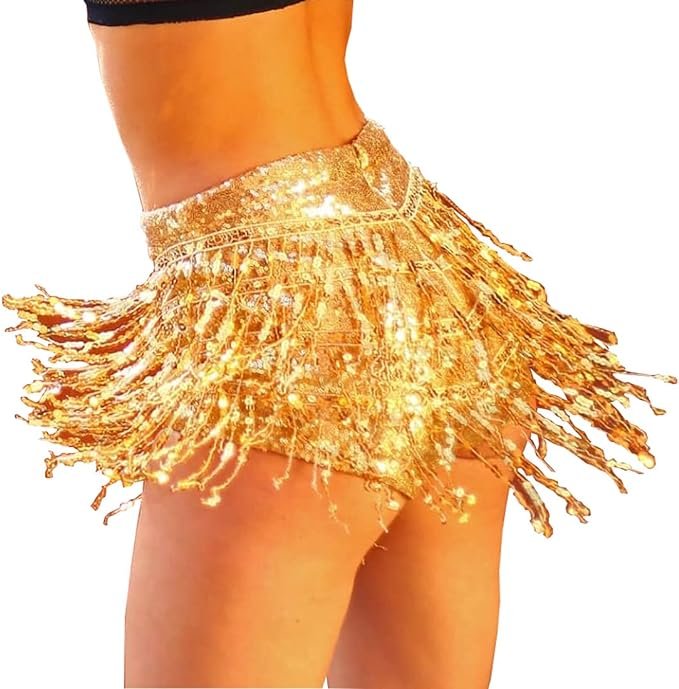 Yollmart Women's Sequins Tassel Skirts Shorts Booty Dance Festival Bottoms .jpg
