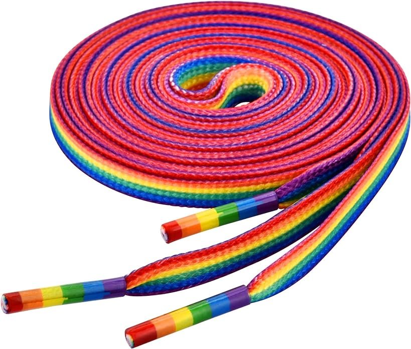 Rainbow Striped Shoe Laces - Rainbow Pride Shoelaces Gay Pride LGBTQ Laces for Parades 47%22 .jpg
