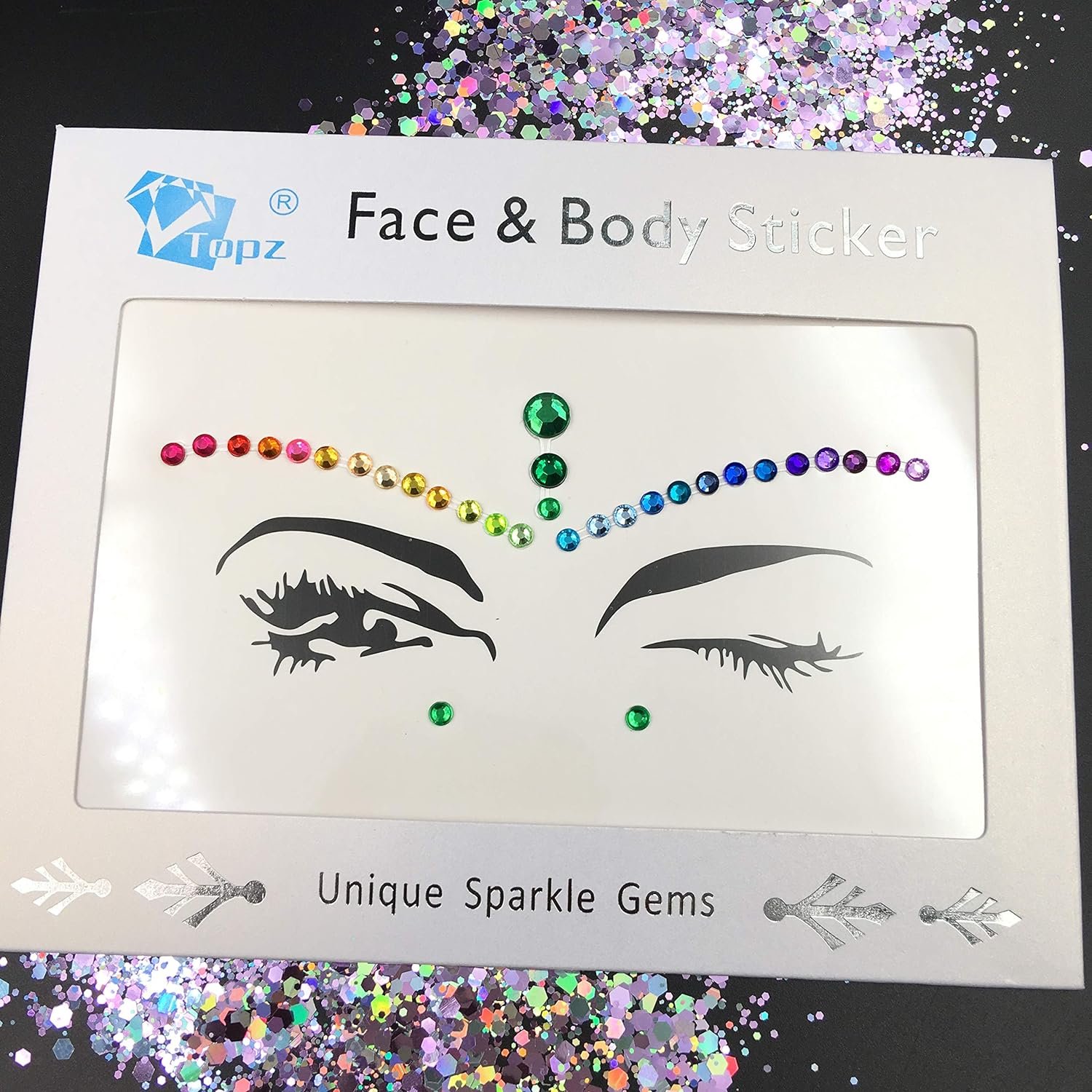 rainbow face gems festival halloween face jewels crystals bindi body jewels temporary tattoo face jewel stickers for festival pride makeup .jpg