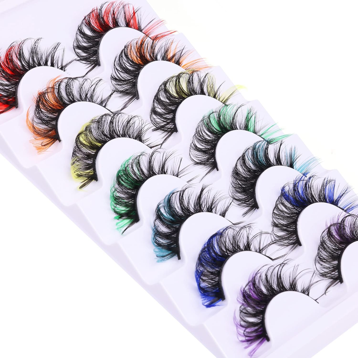 Colored Eyelashes Mink Lashes with Color Fluffy Natural Wispy Strip Eye Lashes 5D Volume False Eyelashes Pack 7 Pairs Cosply Rainbow Colors Fake Eyelashes by TNFVLONEINS .jpg
