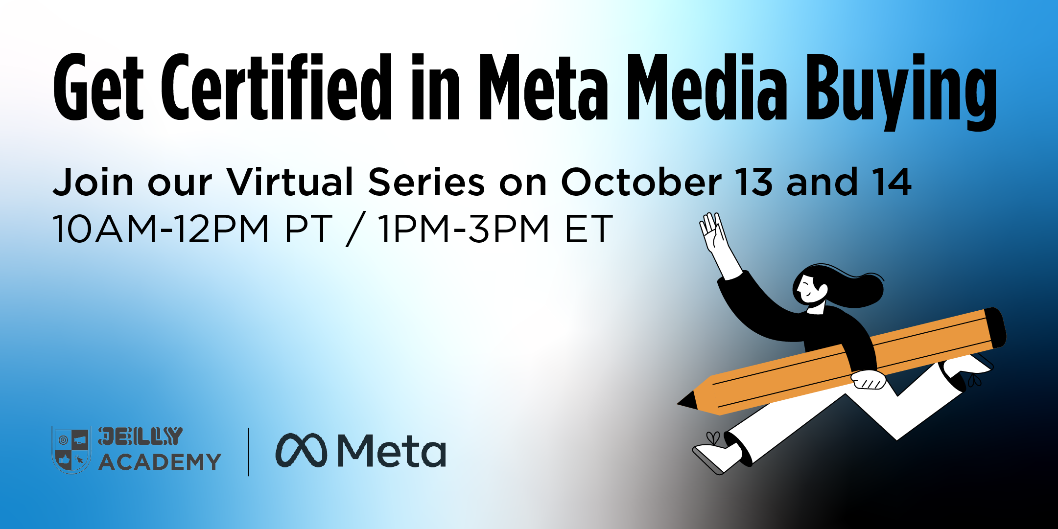 A banner about Get Certified in Meta Media Buying workshop