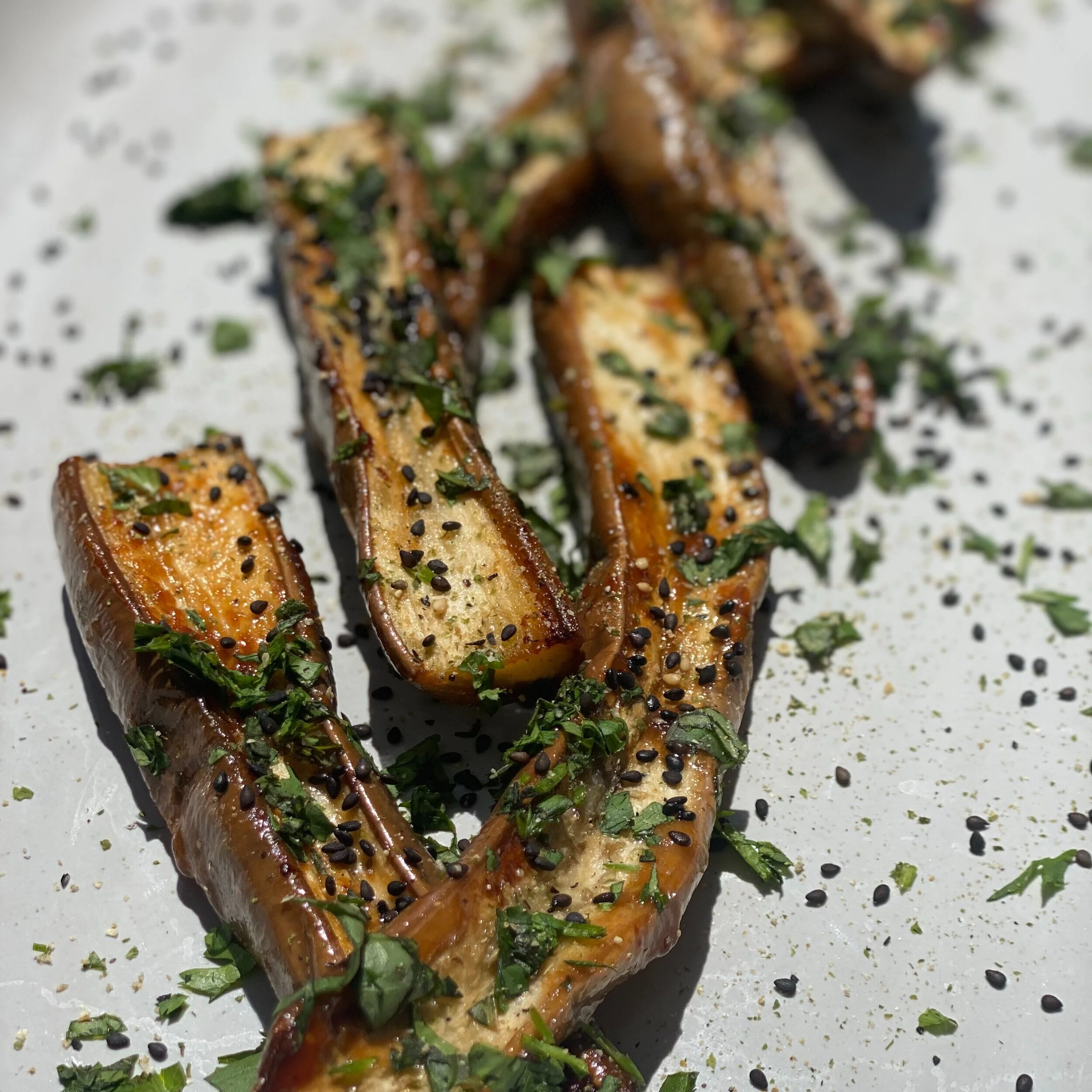 Broiled Japanese Eggplant with Ginger and Scallions