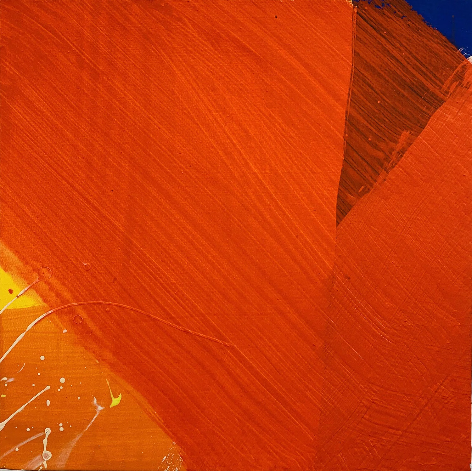 Cat BALCO  
  Blue Triangle Red Stripe,   2019  
Acrylic on Canvas  
18 x 18 inches