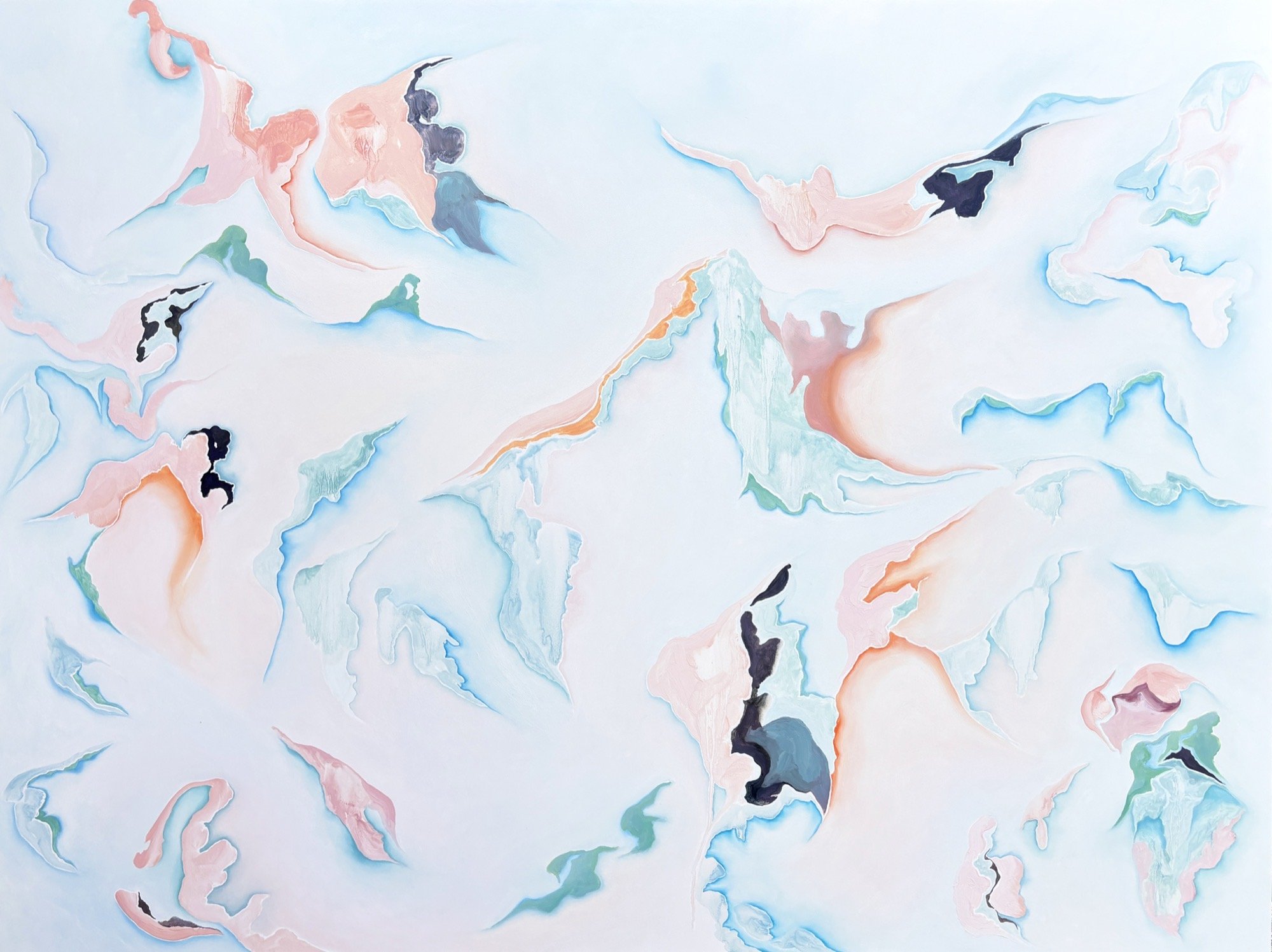 Mary SHAH 
 Star Bed in the Valley , 2025 
Oil on panel 
36 x 48 inches