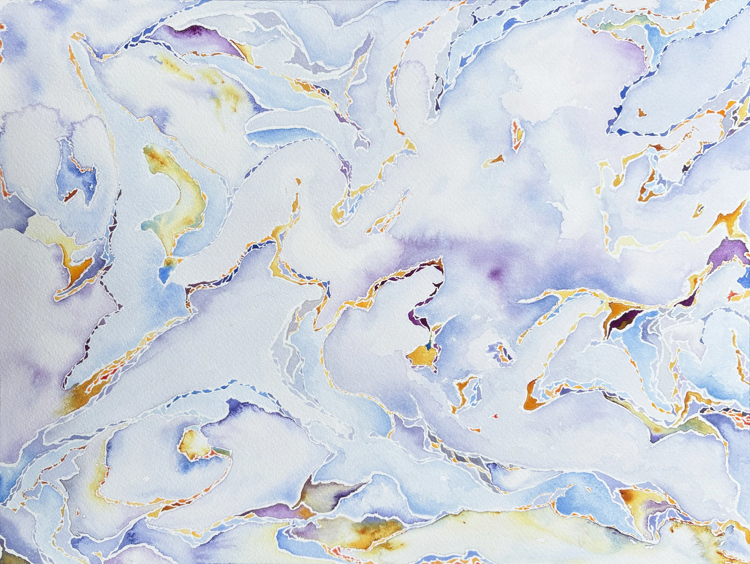 Mary SHAH 
 Moonlight Song (Blue Lace Agate) , 2026 
Watercolor on paper 
12 x 16 inches