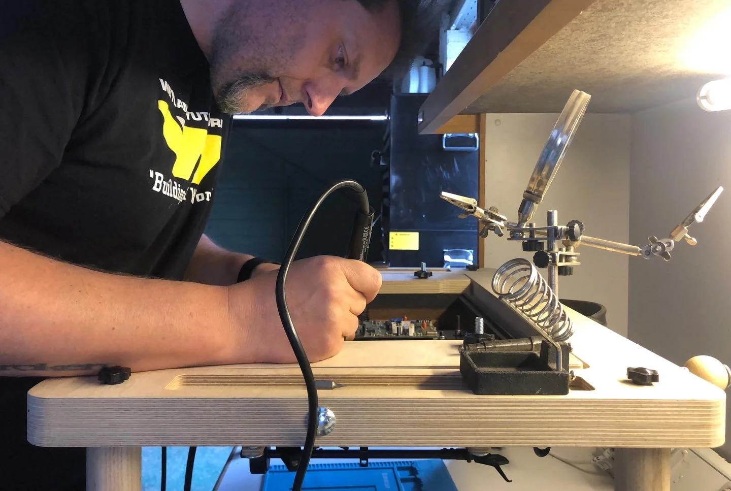 Repairing dry joints on a PSU. 