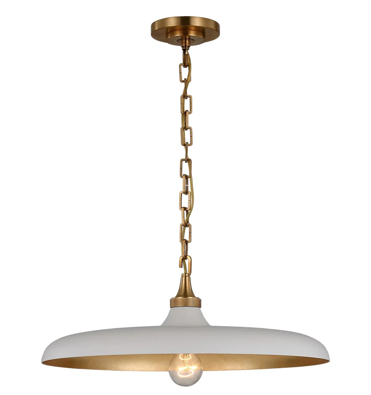 Modern pendant light used in the custom organic modern kitchen over a Calcutta gold marble island