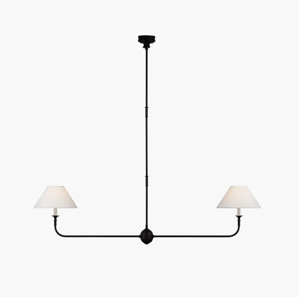 Piaf Large Long two light pendant with modern cone shades used for a dining light in a custom home in Salem Oregon