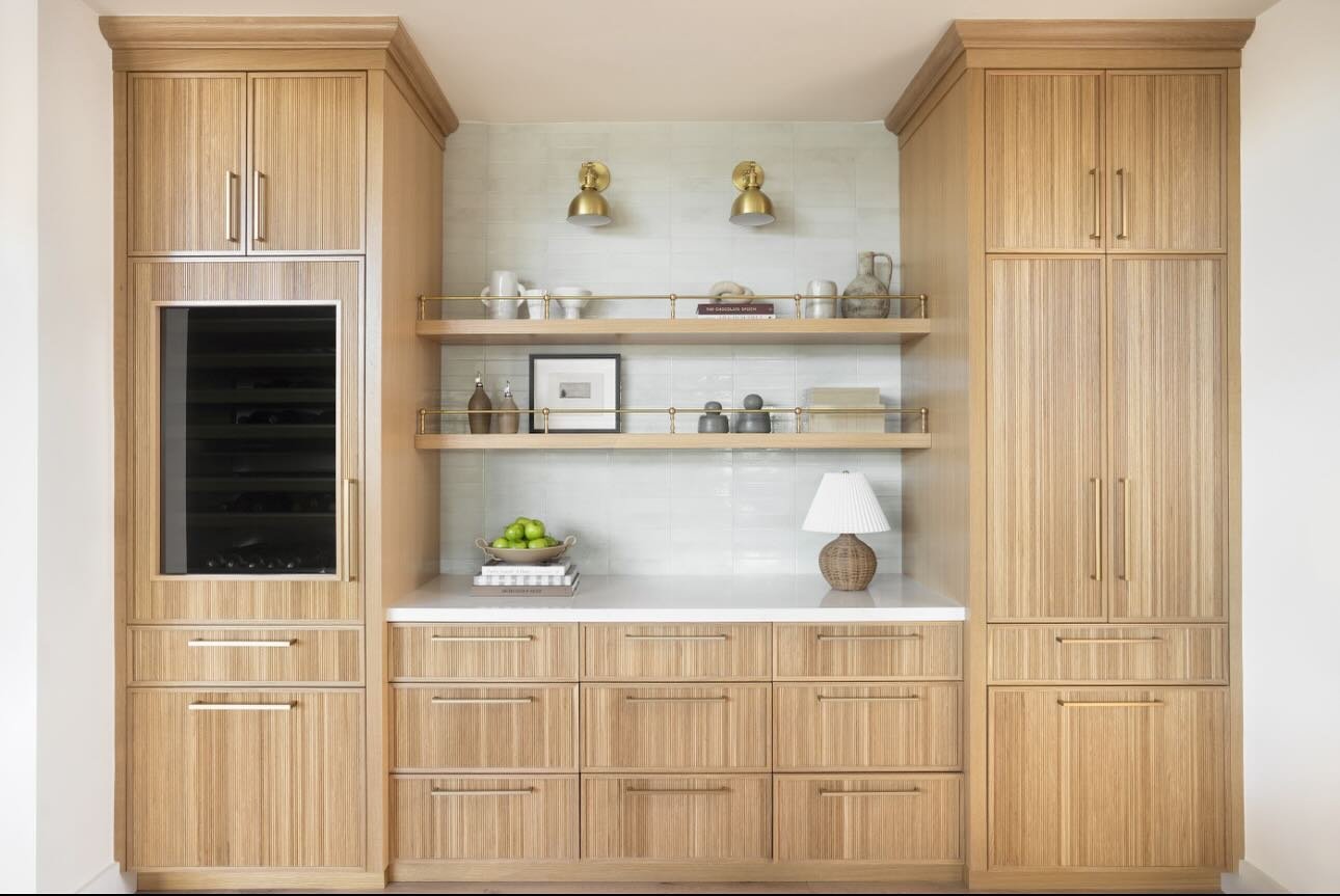 The perfect kitchen beverage station at our #jamaicaproject! #kitchenswelove #flutedpanels #custommade #phstyle @vivianjohnsonphoto