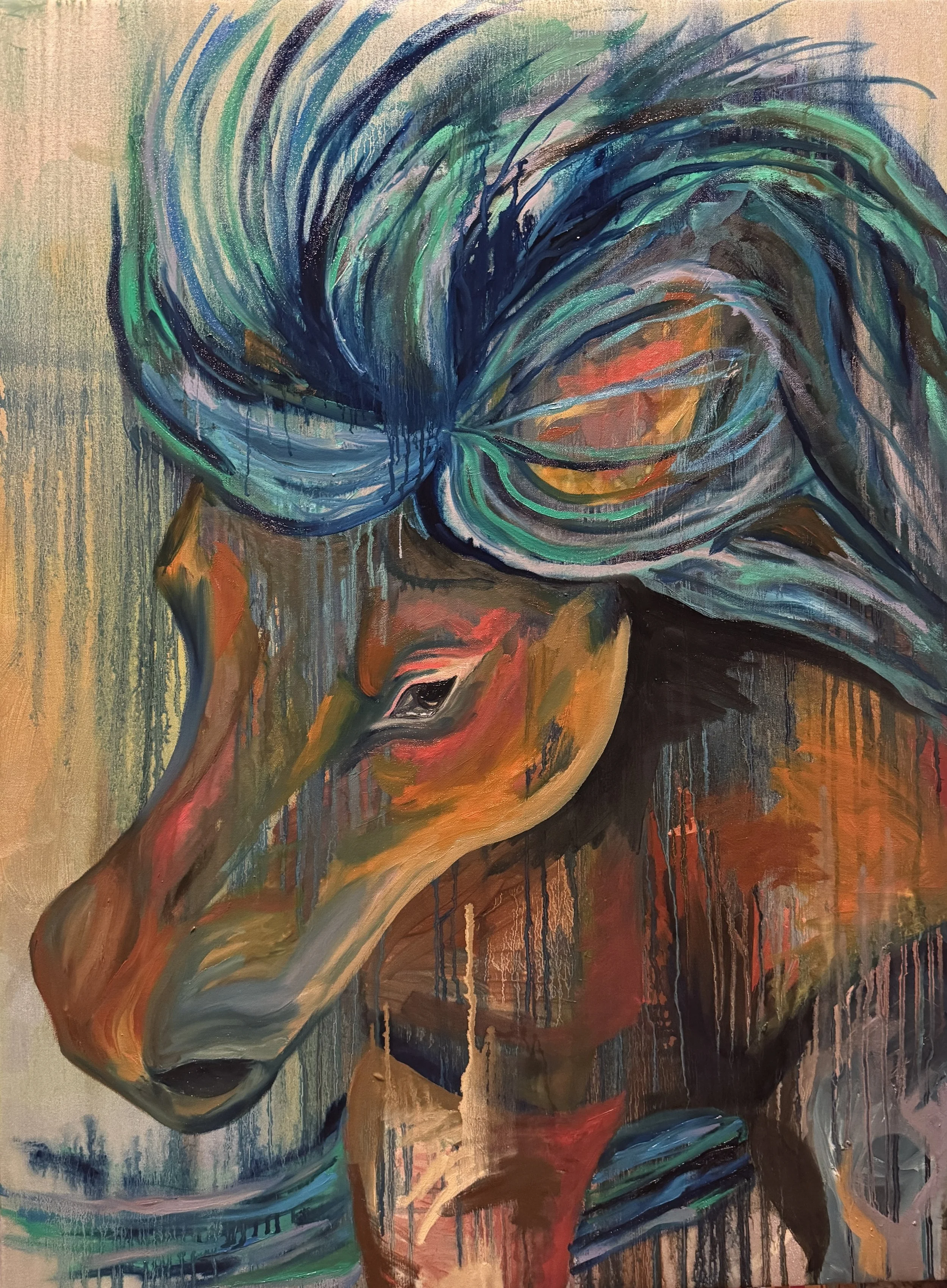 Feral Momentum. Oil on Canvas. 30"x40". 2026. Available for Purchase. 